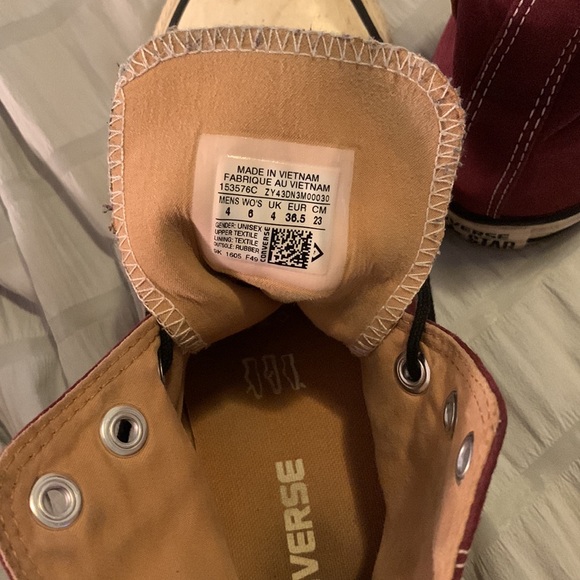 converse all star suede burgundy high top sneaker shoe size 6 womens - Picture 6 of 6